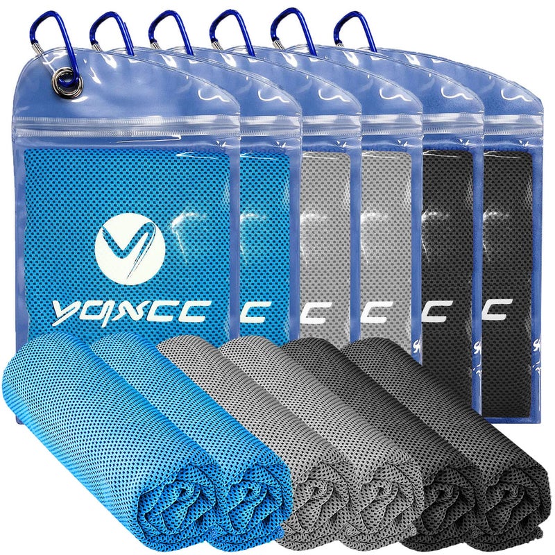 YQXCC Cooling Towels | 6 Pack 47""x12"" | Ice Cool for Neck | Microfiber Soft Breathable Chilly | for Yoga  Sports  Golf  Gym  Camping  Running  Fitness  Workout & More Activities - Image 1